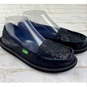 Black sequin Sanuk flats